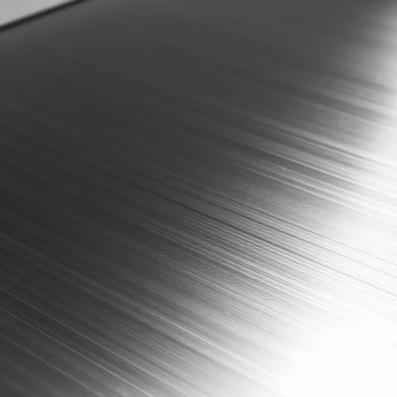 Close-up of a brushed-finish 304 stainless steel sheet