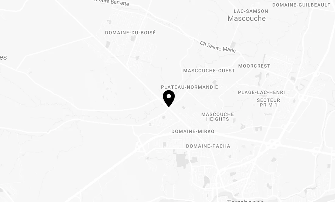 Carte de localisation du point de service de Mascouche, sur le chemin Gascon.